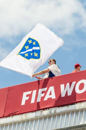 Bosnia and Herzegovina supporters cheer in support of their team during opening ceremony of Canada before FIFA World Cup, WM, Weltmeisterschaft, Fussball game between Canada and Bosnia and Herzegovina at Toronto Stadium on June 12, 2026 in Toronto, Ontario, Canada  Copyright: xCurtisxWongx xSPPx Sportspressphoto_SPR165297