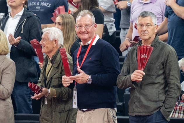 1. Vizepraesidenten Prof. Dr. Dieter Mayer (FC Bayern Muenchen), Vereinspraesident Herbert Hainer (FC Bayern Muenchen), FC Bayern Basketball vs. Alba Berlin, BBL, Finale 1, 12.06.2026 Muenchen Bayern Deutschland