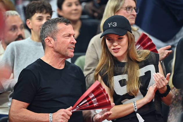 Lothar MATTHAEUS mit weiblicher Begleitung (Theresa Sommer?) Basketball BBL,Saison 2025 2026 Play Off Finale Spiel 1, FC Bayern Muenchen - Alba Berlin am 12.06.2026 S A P G A R D EN