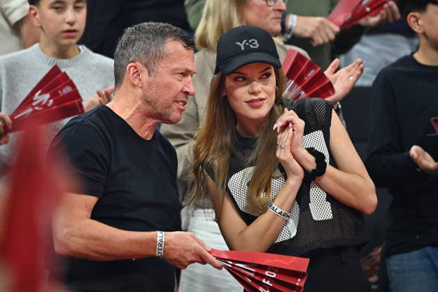 Lothar MATTHAEUS mit weiblicher Begleitung (Theresa Sommer?) Basketball BBL,Saison 2025 2026 Play Off Finale Spiel 1, FC Bayern Muenchen - Alba Berlin am 12.06.2026 S A P G A R D EN