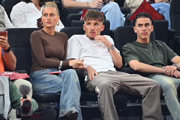 Lennart KARL (Bayern Muenchen) mit Freundin Zoe KAEPPELE. Basketball BBL,Saison 2025 2026 Play Off Finale Spiel 1, FC Bayern Muenchen - Alba Berlin am 12.06.2026 S A P G A R D EN