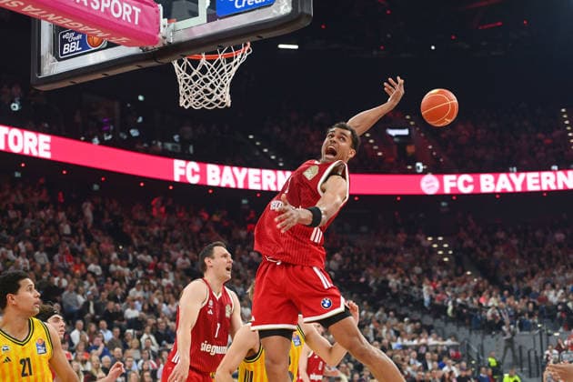 Oscar DA SILVA (FCB), Basketball BBL,Saison 2025 2026 Play Off Finale Spiel 1, FC Bayern Muenchen - Alba Berlin am 12.06.2026 S A P G A R D EN