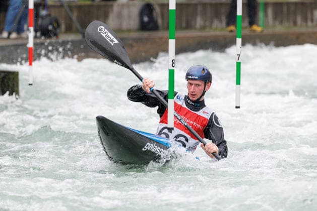 Nils Biermans (NED) bei ICF CANOE SLALOM WORLD CUP, Kanusport, Männer, Kajak, 2026, am 12.06.2026 in Augsburg, Eiskanal. Bayern Deutschland