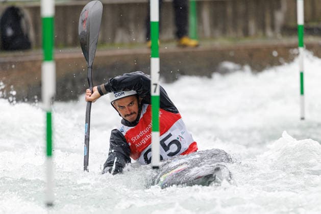 Andy Barat (COM) bei ICF CANOE SLALOM WORLD CUP, Kanusport, Männer, Kajak, 2026, am 12.06.2026 in Augsburg, Eiskanal. Bayern Deutschland