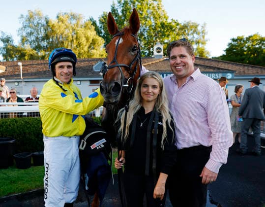 Newton Abbot Races, Newton Abbot, UK - 12 June 2026 Race winner, Beorma ridden by Harry Skelton pose with trainer, Dan Skelton. Race 6 - 20:10 Newton Abbot - Sun Racing The Favourite Pullout Every Day Handicap Chase (GBB Race) (Class 4) at Newton Abbot Racecourse, Newton Abbot, Devon, England - Newton Abbot Newton Abbot Racecourse Devon England Copyright: xPhilxMingo PPAUKx PPA-280805