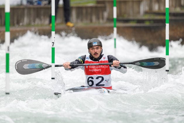 Alexandr Korobov (KAZ) bei ICF CANOE SLALOM WORLD CUP, Kanusport, Männer, Kajak, 2026, am 12.06.2026 in Augsburg, Eiskanal. Bayern Deutschland