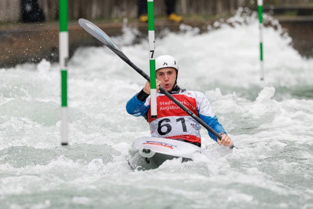 Michal Smiesko (CAN) bei ICF CANOE SLALOM WORLD CUP, Kanusport, Männer, Kajak, 2026, am 12.06.2026 in Augsburg, Eiskanal. Bayern Deutschland