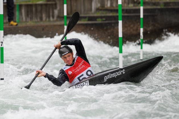 Dominik Egyhazy (SVK) bei ICF CANOE SLALOM WORLD CUP, Kanusport, Männer, Kajak, 2026, am 12.06.2026 in Augsburg, Eiskanal. Bayern Deutschland