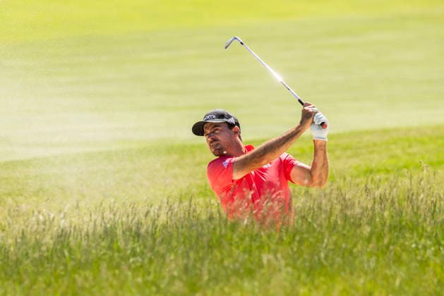 June 12, 2026, Caledon, On, Canada: Nick Taylor, of Winnipeg, Man., hits a shot out of the bunker during the second round of the RBC Canadian Open in Caledon, Ont., on Friday, June 12, 2026. Canada News - June 12, 2026  - ZUMAc35_ 20260612_zaf_c35_106 Copyright: xNickxIwanyshynx