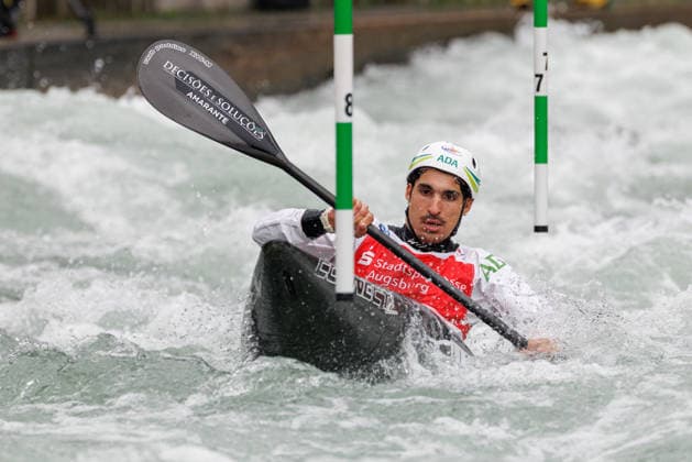 Joao Cunha (POR) bei ICF CANOE SLALOM WORLD CUP, Kanusport, Männer, Kajak, 2026, am 12.06.2026 in Augsburg, Eiskanal. Bayern Deutschland