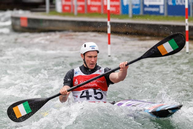 Noel Hendrick (IRL) bei ICF CANOE SLALOM WORLD CUP, Kanusport, Männer, Kajak, 2026, am 12.06.2026 in Augsburg, Eiskanal. Bayern Deutschland