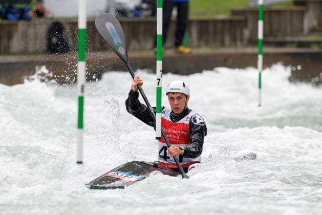 Ivan Kozlov (AIN) bei ICF CANOE SLALOM WORLD CUP, Kanusport, Männer, Kajak, 2026, am 12.06.2026 in Augsburg, Eiskanal. Bayern Deutschland