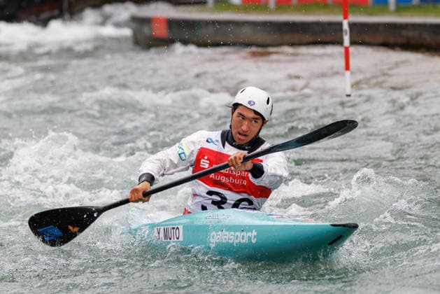 Yusuke Muto (JPN)bei ICF CANOE SLALOM WORLD CUP, Kanusport, Männer, Kajak, 2026, am 12.06.2026 in Augsburg, Eiskanal. Bayern Deutschland