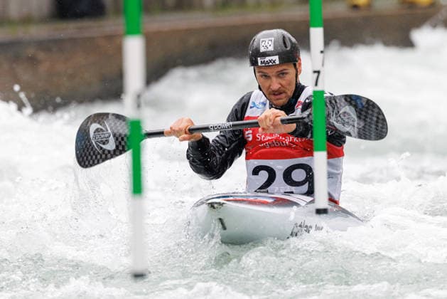 Michal Pasiut (POL) bei ICF CANOE SLALOM WORLD CUP, Kanusport, Männer, Kajak, 2026, am 12.06.2026 in Augsburg, Eiskanal. Bayern Deutschland