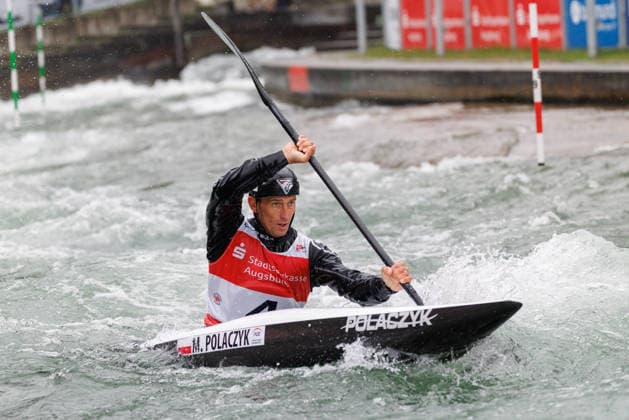 Mateusz Polaczyk (POL) bei ICF CANOE SLALOM WORLD CUP, Kanusport, Männer, Kajak, 2026, am 12.06.2026 in Augsburg, Eiskanal. Bayern Deutschland