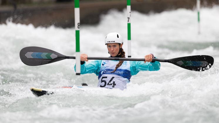 Georgina Cochrane (IRL) bei ICF CANOE SLALOM WORLD CUP, Kanusport, Frauen, Kajak, 2026, am 12.06.2026 in Augsburg, Eiskanal. Bayern Deutschland