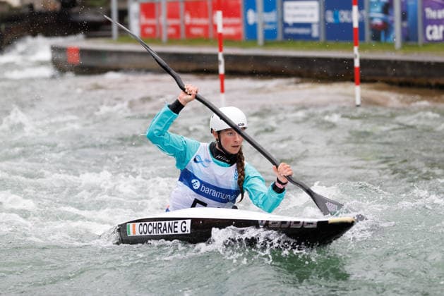 Georgina Cochrane (IRL) bei ICF CANOE SLALOM WORLD CUP, Kanusport, Frauen, Kajak, 2026, am 12.06.2026 in Augsburg, Eiskanal. Bayern Deutschland
