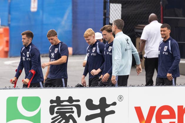 SOCCER - FIFA World Cup, WM, Weltmeisterschaft, Fussball 2026, preview SANTA BARBARA,CALIFORNIA,USA,12.JUN.26 - SOCCER - FIFA World Cup 2026, USA, Mexico, Canada, preview, OEFB, Oesterreichischer Fussball-Bund, training team AUT. Image shows Christoph Baumgartner, Alexander Prass , Nicolas Seiwald, David Affengruber and Dejan Ljubicic (AUT).  GEPAxpictures xArminxRauthner