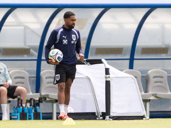SOCCER - FIFA World Cup, WM, Weltmeisterschaft, Fussball 2026, preview SANTA BARBARA,CALIFORNIA,USA,12.JUN.26 - SOCCER - FIFA World Cup 2026, USA, Mexico, Canada, preview, OEFB, Oesterreichischer Fussball-Bund, training team AUT. Image shows Phillipp Mwene (AUT).  GEPAxpictures xArminxRauthner