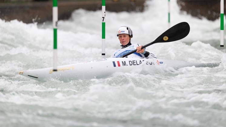 Marjorie Delassus (FRA) bei ICF CANOE SLALOM WORLD CUP, Kanusport, Frauen, Kajak, 2026, am 12.06.2026 in Augsburg, Eiskanal. Bayern Deutschland