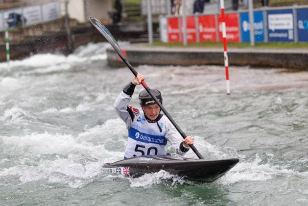 Ellis Miller (GBR) bei ICF CANOE SLALOM WORLD CUP, Kanusport, Frauen, Kajak, 2026, am 12.06.2026 in Augsburg, Eiskanal. Bayern Deutschland