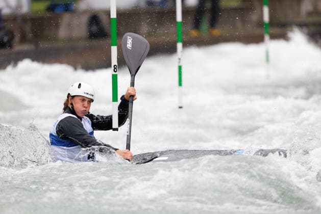 Kseniia Krylova (AIN) bei ICF CANOE SLALOM WORLD CUP, Kanusport, Frauen, Kajak, 2026, am 12.06.2026 in Augsburg, Eiskanal. Bayern Deutschland