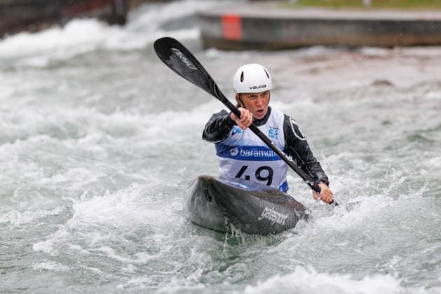 Kseniia Krylova (AIN) bei ICF CANOE SLALOM WORLD CUP, Kanusport, Frauen, Kajak, 2026, am 12.06.2026 in Augsburg, Eiskanal. Bayern Deutschland