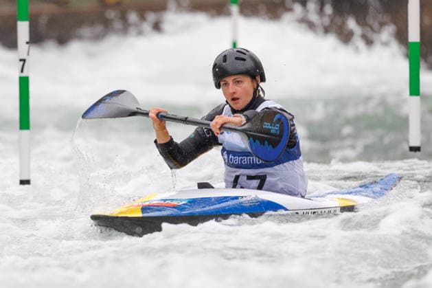 Blandine Xhemajlji (KOS) bei ICF CANOE SLALOM WORLD CUP, Kanusport, Frauen, Kajak, 2026, am 12.06.2026 in Augsburg, Eiskanal. Bayern Deutschland