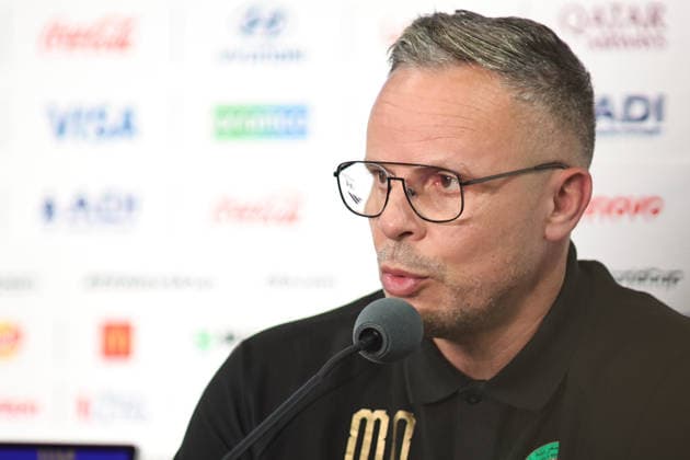 June 12, 2026, East Rutherford, New Jersey, USA: Morocco head coach Mohamed Ouahbi during a press conference, PK, Pressekonferenz at MetLife Stadium ahead of the June 13th FIFA World Cup, WM, Weltmeisterschaft, Fussball 2026 matchup between Morocco and Brazil. East Rutherford USA - ZUMAs325 20260612_zsp_s325_007 Copyright: xJessxStilesx