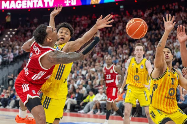 Xavier Rathan-Mayes 4 (FC Bayern Basketball), Jack Kayil 7 (Alba Berlin), FC Bayern Basketball vs. Alba Berlin, BBL, Finale 1, 12.06.2026 Muenchen Bayern Deutschland
