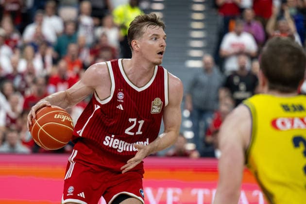 Justus Hollatz 21 (FC Bayern Basketball), FC Bayern Basketball vs. Alba Berlin, BBL, Finale 1, 12.06.2026 Muenchen Bayern Deutschland