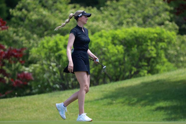 Dow Championship Midland, MI - JUNE 12: Olivia Cowan of Germany walks off of the 9th green after completing the hole during the second round of the Dow Championship at Midland Country Club on June 12, 2026 in Midland, Michigan. Midland Michigan United States  Copyright: xAmyxLemusx originalFilename:lemus-dowchamp260612_npHz9.jpg