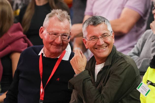 Herbert Hainer (FC Bayern Muenchen, Praesident) lacht, GER, FC Bayern Basketball vs. Alba Berlin, Basketball, easycredit Basketball Bundesliga, Playoffs, Finale, Spiel 1, Saison 2025 2026, 12.06.2026, GER, FC Bayern Basketball vs. Alba Berlin, Basketball, easycredit Basketball Bundesliga, Playoffs, Finale, Spiel 1, Saison 2025 2026, 12.06.2026 Muenchen