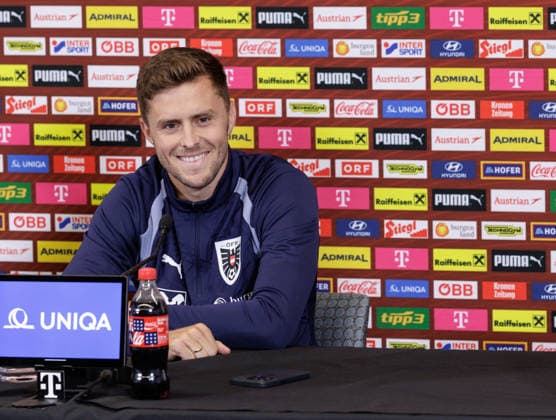SOCCER - FIFA World Cup, WM, Weltmeisterschaft, Fussball 2026, preview SANTA BARBARA,CALIFORNIA,USA,12.JUN.26 - SOCCER - FIFA World Cup 2026, USA, Mexico, Canada, preview, OEFB, Oesterreichischer Fussball-Bund, press conference, PK, Pressekonferenz team AUT. Image shows Christoph Baumgartner (AUT).  GEPAxpictures xArminxRauthner