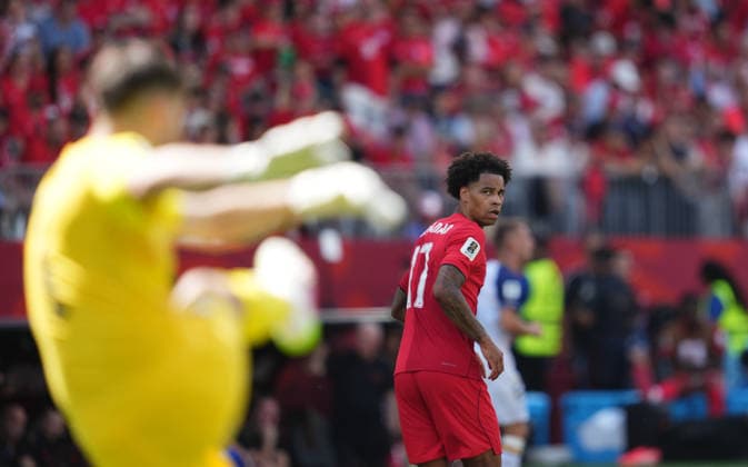 June 12 2026: Tajon Buchanan (Canada) looks on during Canada and Bosnia and Herzegovina, FIFA World Cup, WM, Weltmeisterschaft, Fussball 2026, at Toronto Stadium in Toronto, Canada. CSM Toronto Canada - ZUMAc04_ 20260612_zma_c04_079 Copyright: xKimxPricex
