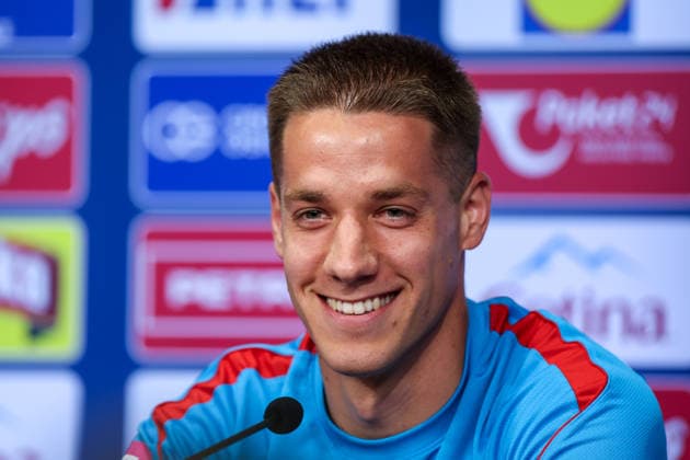 Croatia Training And press conference, PK, Pressekonferenz - FIFA World Cup, WM, Weltmeisterschaft, Fussball 2026 Mario Pasalic of Croatia speaks with a media during the press conference of Croatia National Football Team at training centre at Episcopal High School on June 12, 2026 in Alexandria, Virginia.  IgorxKralj PIXSELL