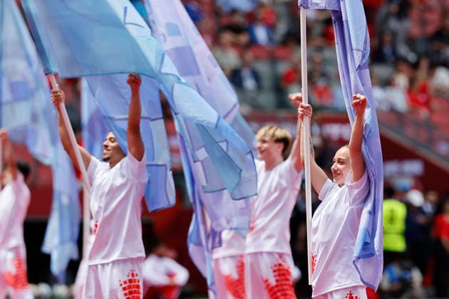 Artists perform at the opening of the 2026 FIFA World Cup, WM, Weltmeisterschaft, Fussball at BMO Field in Toronto,Canada, 12 June 2026. Fifa World Cup 2026 - Group B - Canada vs Bosnia and Herzegovina !ACHTUNG: NUR REDAKTIONELLE NUTZUNG!  Copyright: xBienvenidoxVelascox GR5255 20260612-55020581220_1