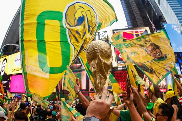 Brazilian Supporters during World Cup in Times Square New York, NY, United States. (Photo by Riquelve Nata SPP)  Copyright: xRiquelvexNata SPPx Sportspressphoto_SPR165627