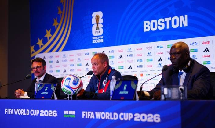 Sebastien Migne Manager Head Coach of Haiti in his press conference, PK, Pressekonferenz Haiti Training and Press Conference, 2026 FIFA World Cup, WM, Weltmeisterschaft, Fussball Football, Boston Stadium, Foxborough, Massachusetts, USA - 12 Jun 2026Foxborough Boston Stadium Massachusetts (MA) United States of America EDITORIAL USE ONLY No use with unauthorised audio, video, data, fixture lists, club league logos or live services. Online in-match use limited to 120 images, no video emulation. No use in betting, games or single club league player publications.  Copyright: xJavierxGarcia Shutterstockx 16924777e