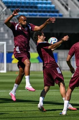 (260613) -- SAN JOSE, June 13, 2026 -- Players of Qatar attend a training session ahead of the group stage match against Switzerland at the FIFA World Cup, WM, Weltmeisterschaft, Fussball 2026 in San Jose, California, the United States, on June 12, 2026. (Photo by Xinhua) (SP)U.S.-CALIFORNIA-SAN JOSE-FOOTBALL-FIFA WORLD CUP-TEAM QATAR-TRAINING ZhuxZiyu 