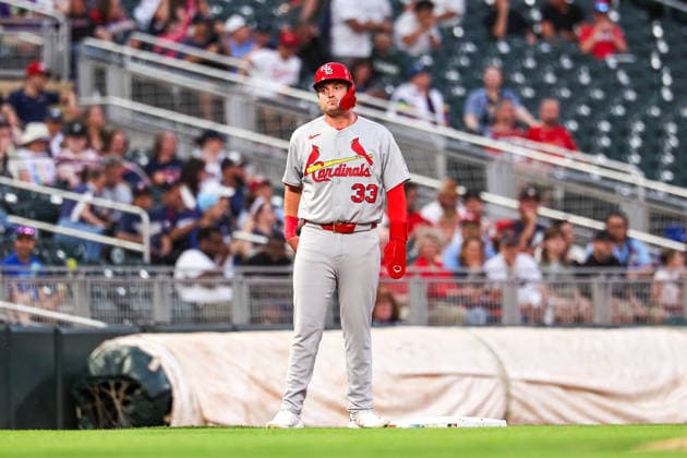 June 12th, 2026: St. Louis Cardinals third baseman Blaze Jordan (33) stands on third base during the second inning of a MLB, Baseball Herren, USA Baseball game between the St. Louis Cardinals and the Minnesota Twins at Target Field in Minneapolis, Minnesota. CSM Minneapolis USA - ZUMAc04_ 20260612_zma_c04_101 Copyright: xStevenxGarciax