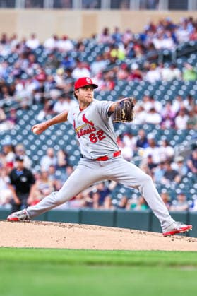 June 12th, 2026: St. Louis Cardinals starting pitcher Kyle Leahy (62) pitches against the Minnesota Twins in the first inning of a MLB, Baseball Herren, USA Baseball game between the St. Louis Cardinals and the Minnesota Twins at Target Field in Minneapolis, Minnesota. CSM Minneapolis USA - ZUMAc04_ 20260612_zma_c04_116 Copyright: xStevenxGarciax