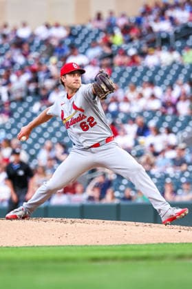 June 12th, 2026: St. Louis Cardinals starting pitcher Kyle Leahy (62) pitches against the Minnesota Twins in the first inning of a MLB, Baseball Herren, USA Baseball game between the St. Louis Cardinals and the Minnesota Twins at Target Field in Minneapolis, Minnesota. CSM Minneapolis USA - ZUMAc04_ 20260612_zma_c04_118 Copyright: xStevenxGarciax