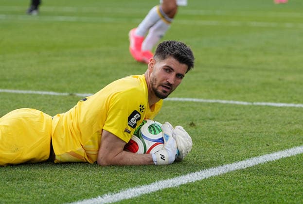 Nikola Vasilj (Bosnia And Herzegovina) controls the ball during Canada and Bosnia and Herzegovina, Group B FIFA World Cup, WM, Weltmeisterschaft, Fussball 2026, Toronto Stadium, Toronto, Canada on June 12, 2026. Thor Wegner DeFodi Images. (Photo by DeFodi Images) -
