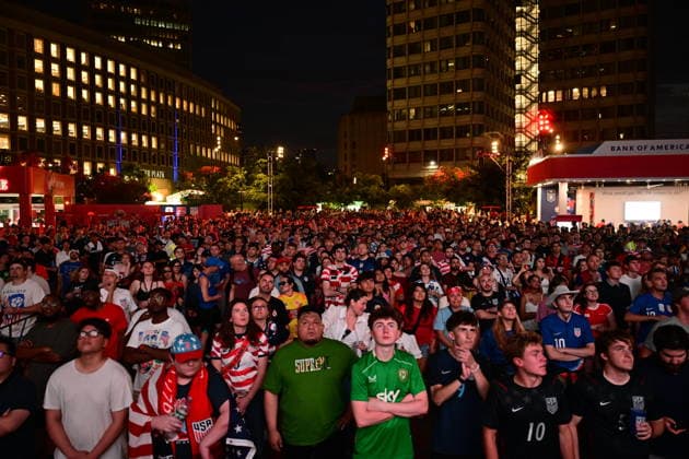 USA v Paraguay - FIFA World Cup, WM, Weltmeisterschaft, Fussball 2026 - Group D match watched on giant screens in Boston BOSTON, UNITED STATES - JUNE 12: Football fans gather at the FIFA Fan Festival to watch the 2026 FIFA World Cup Group D opening match between the United States and Paraguay on giant screens in Boston, United States on June 12, 2026. Abdulhamid Hosbas Anadolu Boston United States. Editorial use only. Please get in touch for any other usage.  Copyright: x2026xAnadoluxAbdulhamidxHosbasx