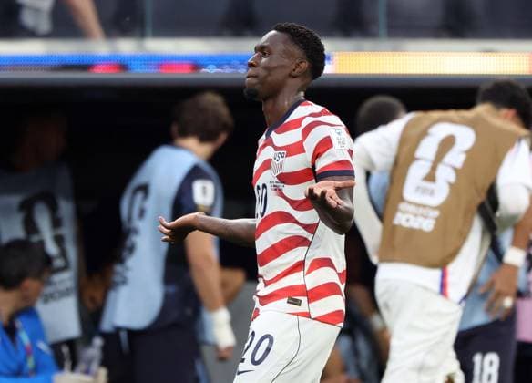 . - United States v Paraguay, FIFA World Cup, WM, Weltmeisterschaft, Fussball 2026, Group D, SoFi Stadium, Los Angeles Stadium, Los Angeles, USA, 12th June 2026. DC Photos Crystal Pix GOAL Folarin Balogun of United States men s national soccer team goal celebration. - United States v Paraguay, FiFA World Cup 2026, Group D, SoFi Stadium, Los Angeles Stadium, Los Angeles, USA, 12th June 2026. DC Photos Crystal Pix Los Angeles Los Angeles Stadium United States Of America Copyright: xDCxPhotosx CP_United_States_Paraguay_120626_DC_24