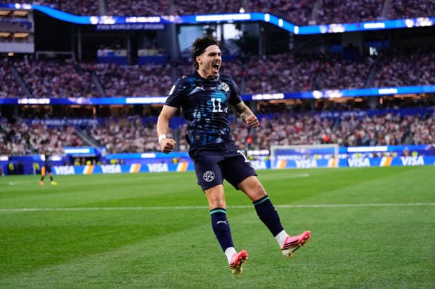 June 12, 2026, Los Angeles, California, United States: Mauricio of Paraguay celebrates a goal during the FIFA World Cup, WM, Weltmeisterschaft, Fussball 2026 Group D match between USA and Paraguay at Los Angeles Stadium on June 12, 2026 in Los Angeles, California. USA V Paraguay: Group D - FIFA World Cup 2026  - ZUMAa181 20260612_zaa_a181_037 Copyright: xJosexBretonx