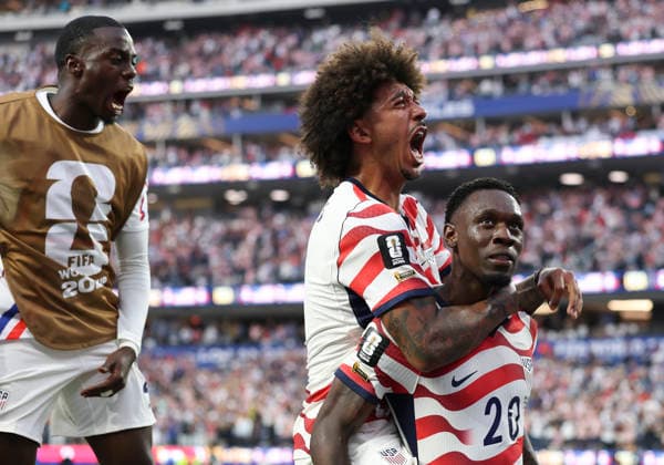 (260613) -- LOS ANGELES, June 13, 2026 -- Folarin Balogun (R) of the United States celebrates scoring his second goal during the group D match between the United States and Paraguay at the 2026 FIFA World Cup, WM, Weltmeisterschaft, Fussball at Los Angeles Stadium in Los Angeles, the United States, June 12, 2026. ) (SP)U.S.-LOS ANGELES-FOOTBALL-FIFA WORLD CUP-GROUP D-USA VS PRY MaoxSiqian 