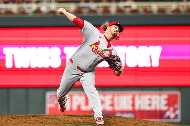 June 12th, 2026: St. Louis Cardinals pitcher Ryne Stanek (55) pitches against the Minnesota Twins in the eighth inning of a MLB, Baseball Herren, USA Baseball game between the St. Louis Cardinals and the Minnesota Twins at Target Field in Minneapolis, Minnesota. CSM Minneapolis USA - ZUMAc04_ 20260612_zma_c04_258 Copyright: xStevenxGarciax
