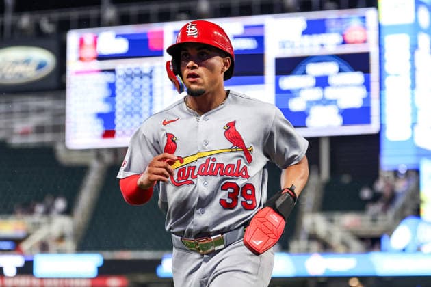 June 12th, 2026: St. Louis Cardinals left fielder Bryan Torres (39) celebrates scoring on a RBI single in the eighth inning a MLB, Baseball Herren, USA Baseball game between the St. Louis Cardinals and the Minnesota Twins at Target Field in Minneapolis, Minnesota. CSM Minneapolis USA - ZUMAc04_ 20260612_zma_c04_264 Copyright: xStevenxGarciax